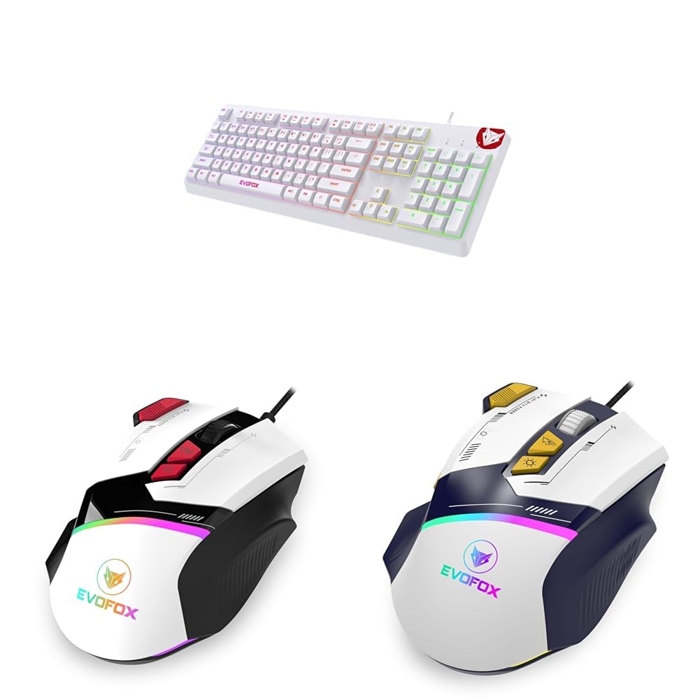 最終値下げ！KIDOO ワンタッチビンディング ホワイト EvoFox Deathray RGB Gaming Keyboard (White) & EvoFox Blaze